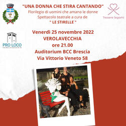 Venerdì 25 novembre, VEROLAVECCHIA. Spettacolo teatrale "Una donna che stira cantando"