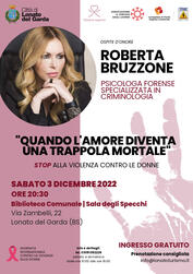 Sabato 3 dicembre, LONATO D/G. Conferenza con la psicologa forense Roberta Bruzzone
